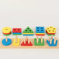 Wooden Geometric Shape Five Sets of Columns Puzzle Toy