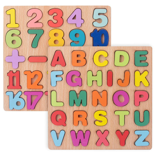 Colorful Alphabet and Number Wooden Puzzle